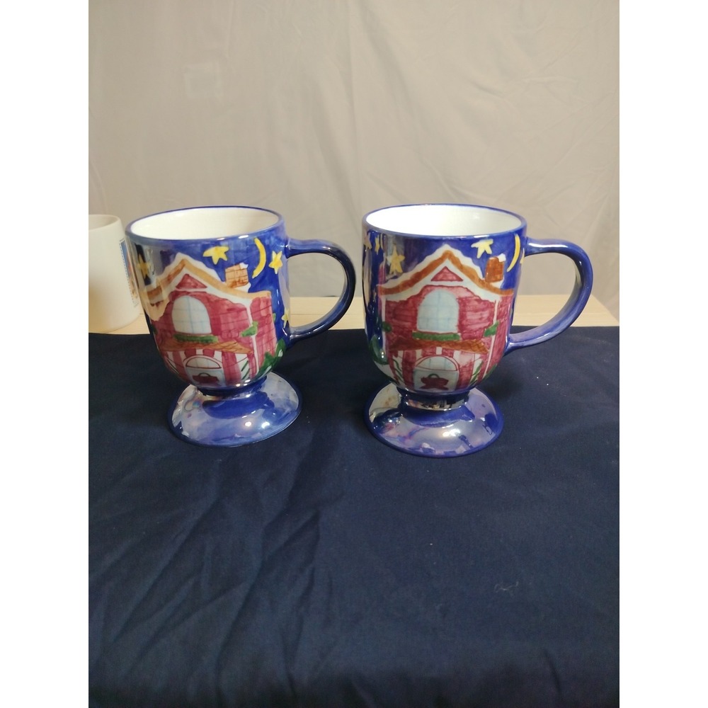 2 Matching Hand painted Mugs From Cardinal Ink - Picture 3 of 3